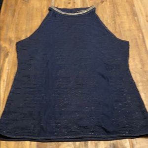 Navy White House Black Market knit halter tank